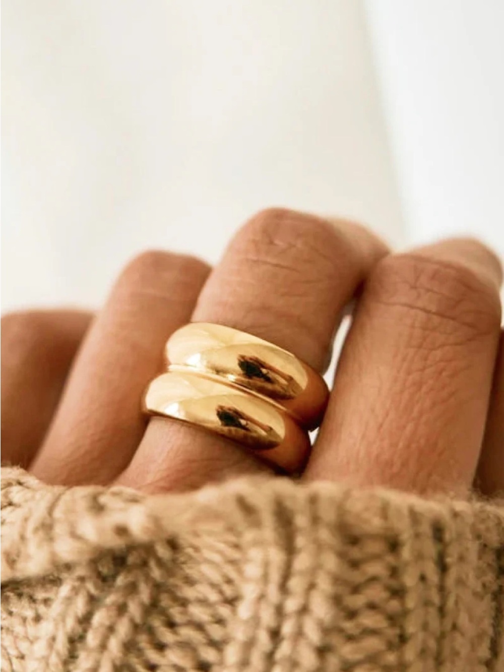 Gold Double Dome Stackable Ring - Women Jewelry